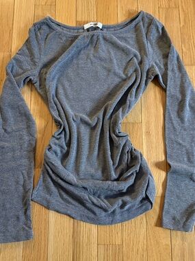 cinched grey long sleeve top